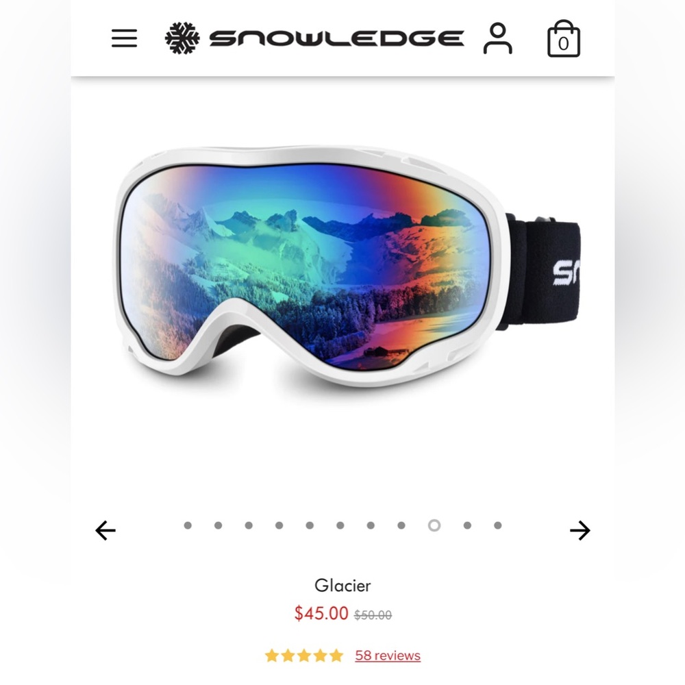 NWOT . . .  Snowledge Glacier Ski Goggles  |  White